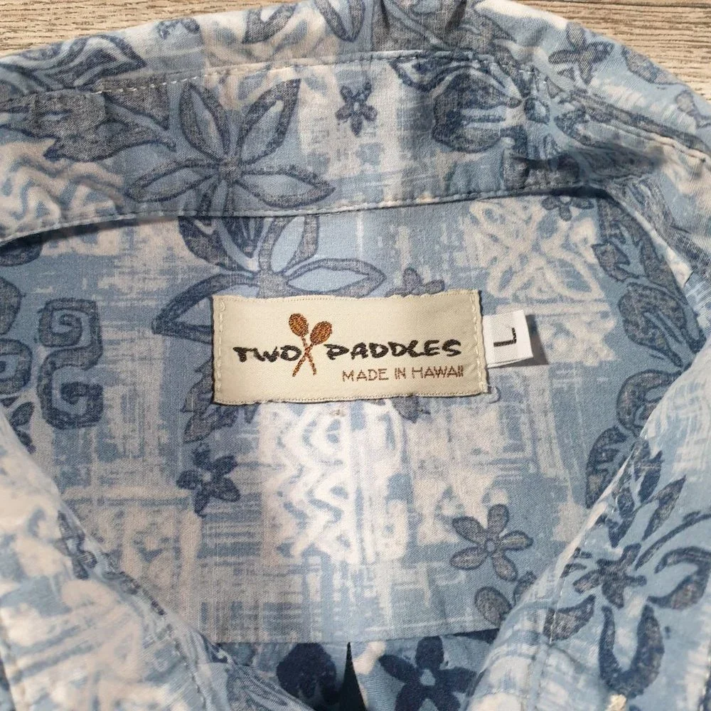 Two Paddles Men Short Short Sleeve Hawaiian Vacation Blue Beach Boho Casual - Picture 6 of 9